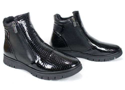 Cizme casual dama din piele de sarpe neagra - Model Ashley