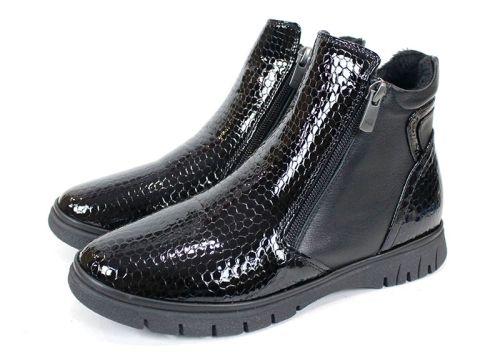 Cizme casual dama din piele de sarpe neagra - Model Ashley