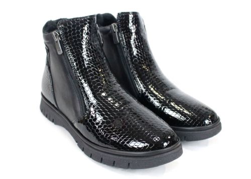 Cizme casual dama din piele de sarpe neagra - Model Ashley