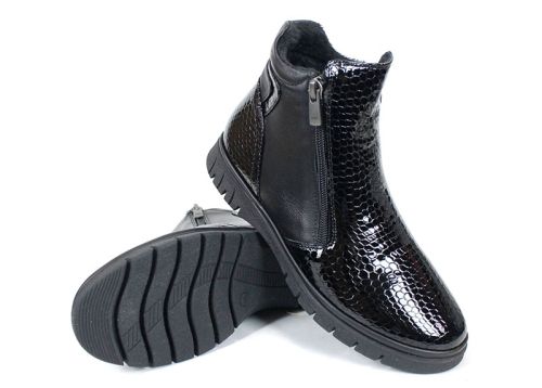 Cizme casual dama din piele de sarpe neagra - Model Ashley