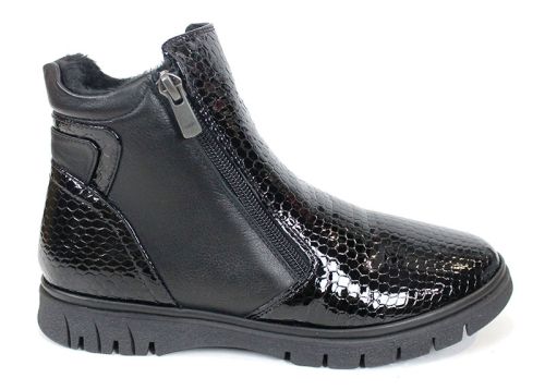 Cizme casual dama din piele de sarpe neagra - Model Ashley