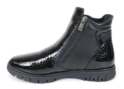 Cizme casual dama din piele de sarpe neagra - Model Ashley