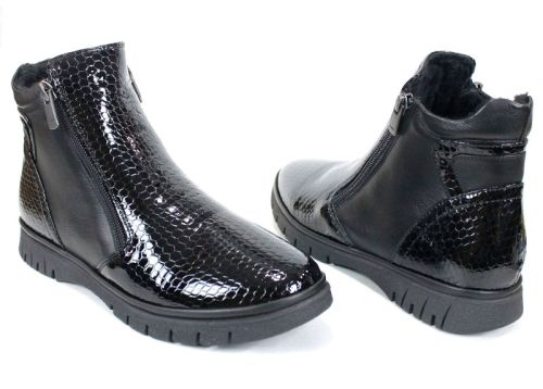 Cizme casual dama din piele de sarpe neagra - Model Ashley