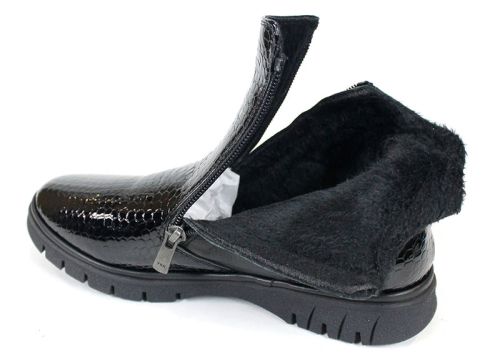 Cizme casual dama din piele de sarpe neagra - Model Ashley