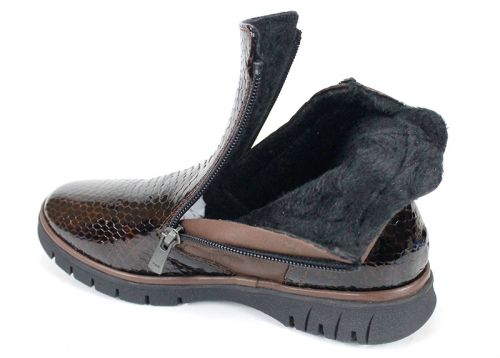 Cizme casual dama din piele de sarpe neagra - Model Ashley