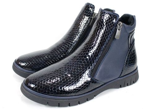 Cizme casual dama din piele de sarpe neagra - Model Ashley