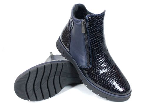 Cizme casual dama din piele de sarpe neagra - Model Ashley