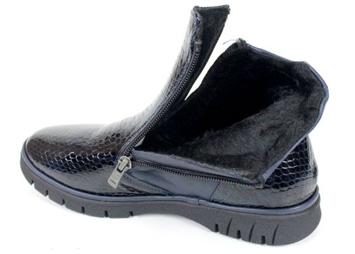 Cizme casual dama din piele de sarpe neagra - Model Ashley