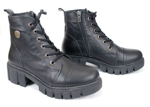 Cizme joase de dama din piele naturala de culoare verde inchis - Model Julie