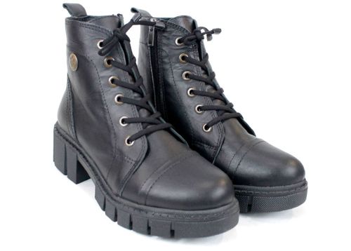 Cizme joase de dama din piele naturala de culoare verde inchis - Model Julie