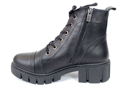 Cizme joase de dama din piele naturala de culoare verde inchis - Model Julie