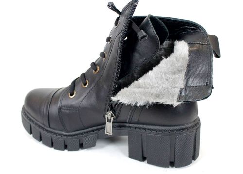 Cizme joase de dama din piele naturala de culoare verde inchis - Model Julie