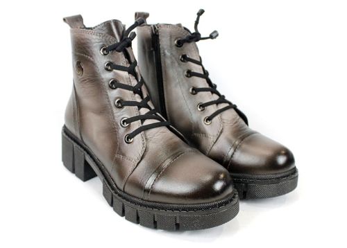 Cizme joase de dama din piele naturala de culoare verde inchis - Model Julie