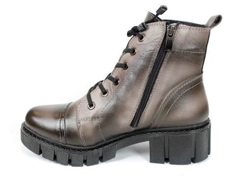 Cizme joase de dama din piele naturala de culoare verde inchis - Model Julie