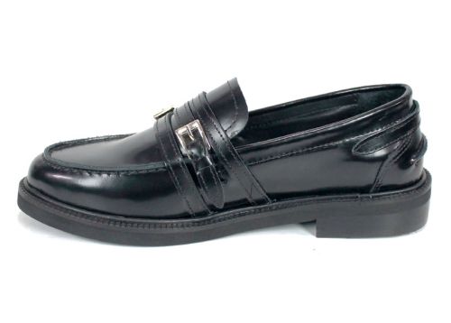 Pantofi damă eleganți Veora – lac natural texturat negru, interior piele