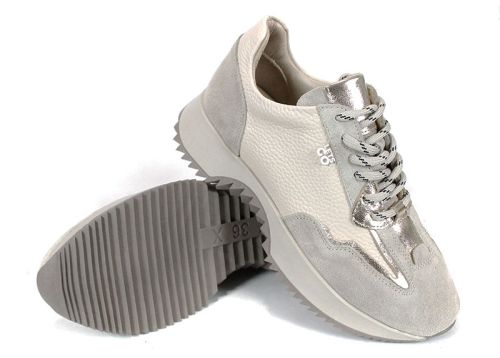 Pantofi sport dama Nova Stella din piele naturală – negru și platină