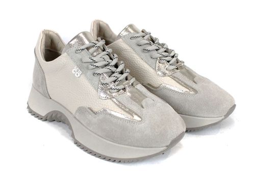 Pantofi sport dama Nova Stella din piele naturală – negru și platină