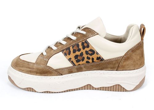 Pantofi sport damă Avileta – piele vizon și velur cu detaliu auriu, interior piele