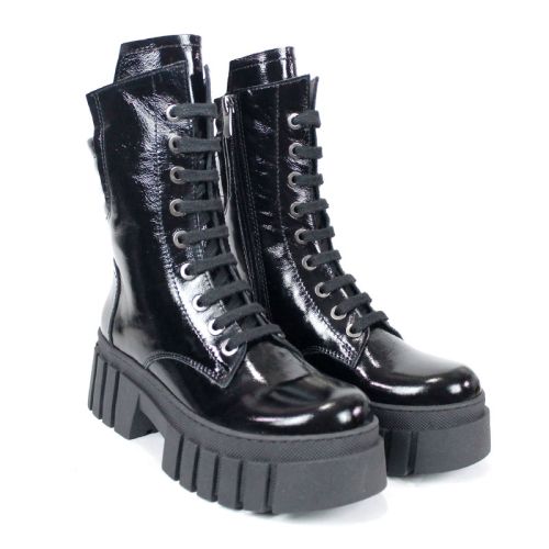 Ghete damă Nova Rebel – lac natural negru, talpă groasă cusută