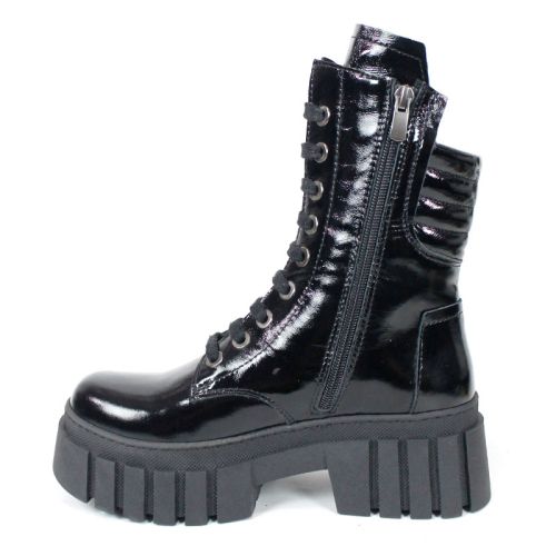 Ghete damă Nova Rebel – lac natural negru, talpă groasă cusută