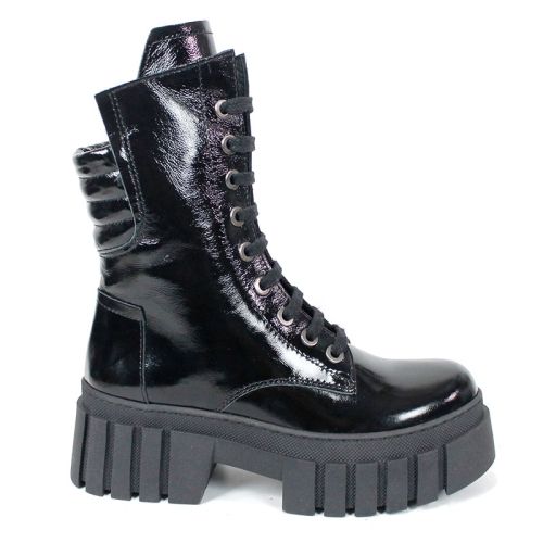 Ghete damă Nova Rebel – lac natural negru, talpă groasă cusută