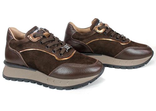 Pantofi sport damă Linea Noble – piele naturală, nuanțe maro