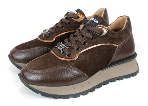 Pantofi sport damă Linea Noble – piele naturală, nuanțe maro