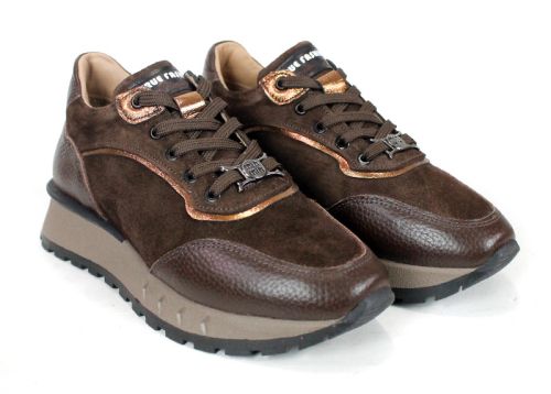 Pantofi sport damă Linea Noble – piele naturală, nuanțe maro