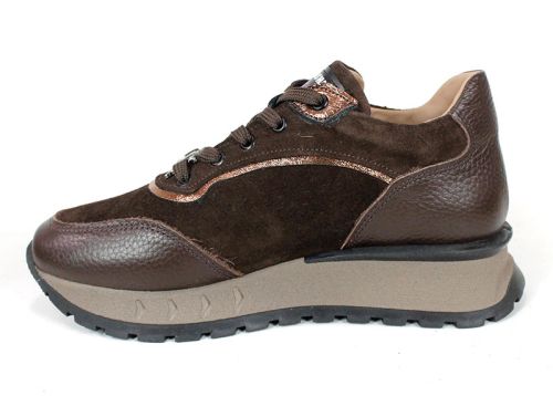 Pantofi sport damă Linea Noble – piele naturală, nuanțe maro