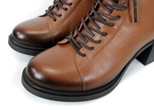 Botine damă Nera Forte – piele naturală, negre, cu șiret și fermoar