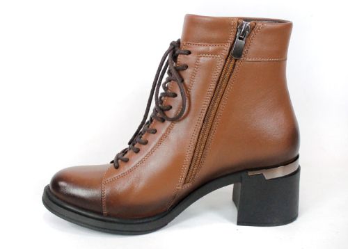 Botine damă Nera Forte – piele naturală, negre, cu șiret și fermoar