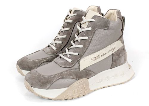 Sneakers damă Terra Pulse – piele naturală și velur, căptușeală caldă