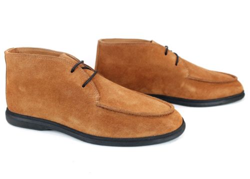 Clark barbati din piele intoarsa naturala de culoare albastru inchis - model clasic.