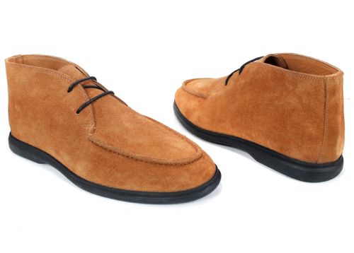 Clark barbati din piele intoarsa naturala de culoare albastru inchis - model clasic.