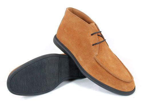 Clark barbati din piele intoarsa naturala de culoare albastru inchis - model clasic.