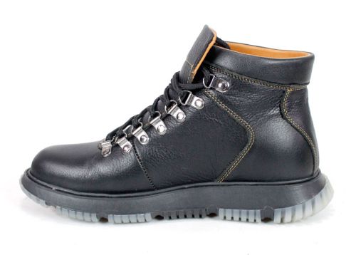 Cizme barbatesti din piele naturala de culoare neagra - model 334112