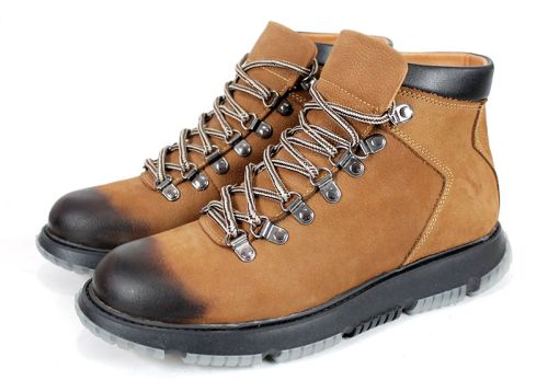 Cizme barbatesti din piele naturala de culoare neagra - model 334112