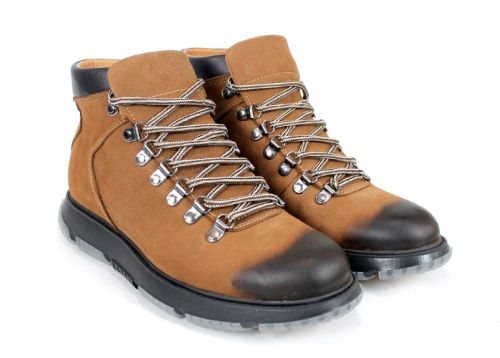 Cizme barbatesti din piele naturala de culoare neagra - model 334112