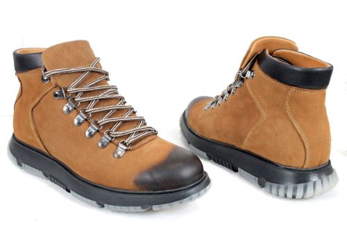 Cizme barbatesti din piele naturala de culoare neagra - model 334112