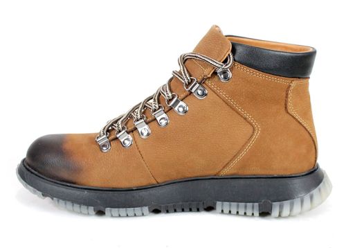 Cizme barbatesti din piele naturala de culoare neagra - model 334112