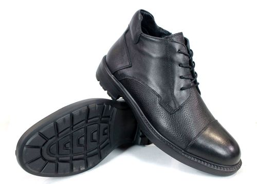 Cizme barbatesti din piele naturala de culoare neagra - model 334112