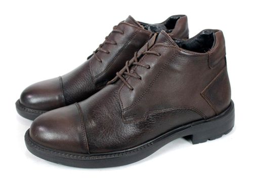 Cizme barbatesti din piele naturala de culoare neagra - model 334112