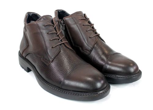 Cizme barbatesti din piele naturala de culoare neagra - model 334112