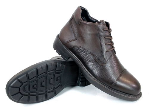 Cizme barbatesti din piele naturala de culoare neagra - model 334112