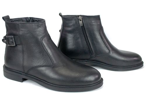 Cizme barbatesti din piele naturala de culoare neagra - model 334112