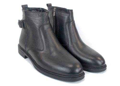 Cizme barbatesti din piele naturala de culoare neagra - model 334112