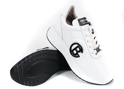 Adidasi de dama din piele naturala cu perforare si accent metalic alb - model Velvet Step