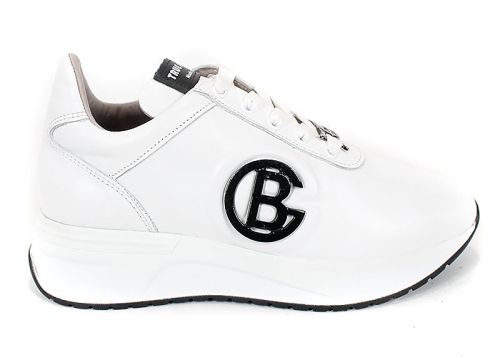 Adidasi de dama din piele naturala cu perforare si accent metalic alb - model Velvet Step