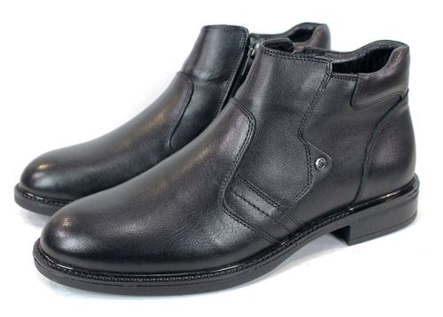 Cizme barbatesti din piele naturala de culoare neagra - model 334112