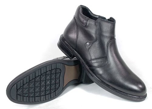 Cizme barbatesti din piele naturala de culoare neagra - model 334112